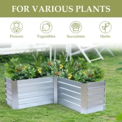 LuxenHome L-Shaped Galvanized Metal Raised Garden Bed -LuxenHome GUEST 8cc08e02 02d2 4212 985b 381de85e4a26