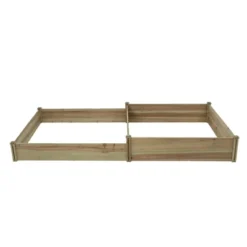 LuxenHome All Wood Two Sections Outdoor Raised Garden Bed Brown -LuxenHome GUEST 8da2fe1a 689f 4e18 b350 33882c347ffe
