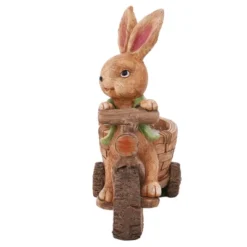 LuxenHome Brown Bunny On A Bicycle MgO Planter -LuxenHome GUEST 8ece9752 ebca 4c85 b509 a79f37844011