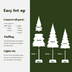 LuxenHome 3-Piece Pre-Lit Snowy Branches Artificial Christmas Tree Set With Metal Base Green -LuxenHome GUEST 8fa53c47 877d 4eef 9e54 a911eb9775b5