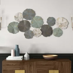 LuxenHome 48-Inch Multi-Color Metal Flowers Modern Wall Decor