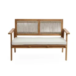 LuxenHome Outdoor Acacia Wood Rope Back Loveseat With Cushions And Coffee Table Set 16 LuxenHome Outdoor Acacia Wood Rope Back Loveseat With Cushions And Coffee Table Set -LuxenHome GUEST 9104fe11 0357 4fe2 ad6a 16963f8df878