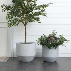 LuxenHome Minimalist Gray Outdoor Planter – Tapered Round MgO Pot With Plug 12 LuxenHome Minimalist Gray Outdoor Planter – Tapered Round MgO Pot With Plug -LuxenHome GUEST 9160ee71 6ecb 4fbc ba72 836d83f7e63f