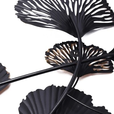 LuxenHome White, Black, And Gold Metal Ginkgo Leaves Modern Wall Decor 10 LuxenHome White, Black, And Gold Metal Ginkgo Leaves Modern Wall Decor - Image 10