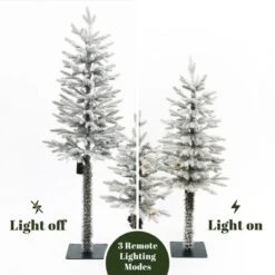 LuxenHome 3-Piece Holiday Artificial Tree Sets With Lights And Flat Stand Green -LuxenHome GUEST 92907af8 b60d 49ce b3ea 2e42043272e6
