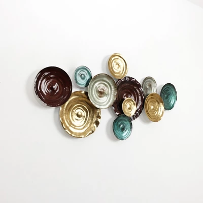 LuxenHome 43-Inch Abstract Large Metal Wall Decor For Living Room, Distressed Plates Artwork Hanging Sculpture Multicolored 3 LuxenHome 43-Inch Abstract Large Metal Wall Decor For Living Room, Distressed Plates Artwork Hanging Sculpture Multicolored - Image 3