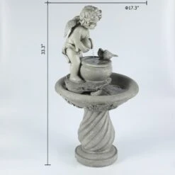 LuxenHome Gray Resin Cherub Birdbath Outdoor Fountain 15 LuxenHome Gray Resin Cherub Birdbath Outdoor Fountain -LuxenHome GUEST 946101e1 8c77 4e27 a16c 70446f95c3d3