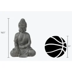 LuxenHome 16.1" Gray MgO Enlightened Buddha Garden Statue -LuxenHome GUEST 9485aed9 65d2 4795 a259 5b9f249bec7d