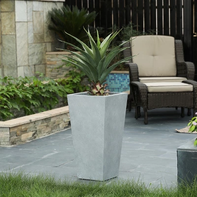 LuxenHome Square Tapered 24.2" Tall Planter Black 14 LuxenHome Square Tapered 24.2" Tall Planter Black - Image 14