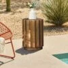 LuxenHome Weathered Copper Cement Indoor Outdoor Round Side Table
