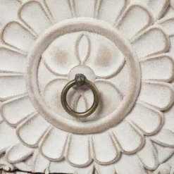 LuxenHome 3-Drawer 28.2" H X 25.2" W Natural Wood White Floral Accent Chest. -LuxenHome GUEST 951056b5 33fe 4f6a a697 fcc94143a180