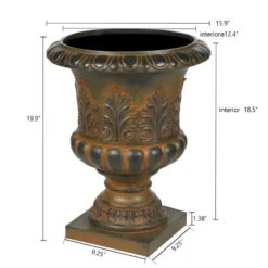 LuxenHome Weathered Brown Decorative MgO Urn Planter -LuxenHome GUEST 9539af0b 7b0f 4b4a bd83 a889cf1cd1e5