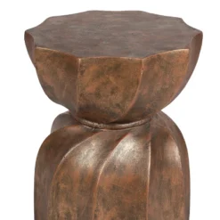 LuxenHome Weathered Copper Cement Indoor Outdoor Hourglass Side Table -LuxenHome GUEST 958fd1ca 1dda 498b b512 3a42ec1eaf53