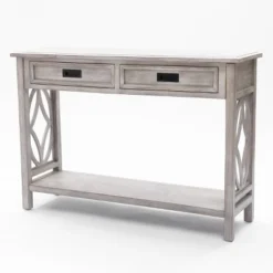 LuxenHome Gray Wood 2-Drawer 1-Shelf Console And Entryway Table -LuxenHome GUEST 95e212b0 7a1d 4031 8873 1732e7c504a4