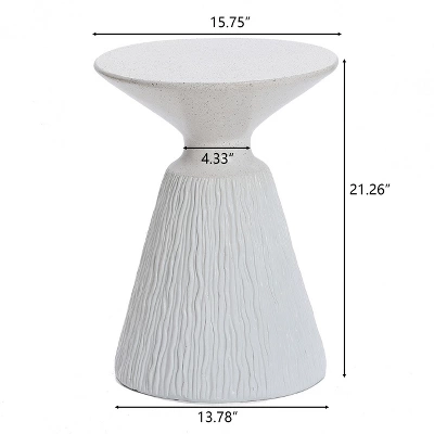 LuxenHome White And Speckled Gray MgO 15.75" Round Side Table 6 LuxenHome White And Speckled Gray MgO 15.75" Round Side Table - Image 6