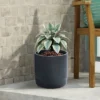 LuxenHome Modern Gray MgO 14.17" Round Planter