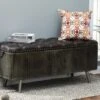 LuxenHome 47.5in. W Metal And Faux Leather Bench.
