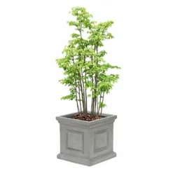 LuxenHome Gray MgO Square Box Flower Pot Planter -LuxenHome GUEST 976b827b feac 47ec 8ea5 b7fe744102d1