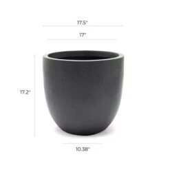 LuxenHome 17.2" Round Tapered Black Planter, Magnesium Oxide Pot For Indoor/Outdoor Use -LuxenHome GUEST 97d146ef 8b59 4415 8313 9dcabbb891e5