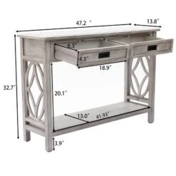 LuxenHome Gray Wood 2-Drawer 1-Shelf Console And Entryway Table -LuxenHome GUEST 9851dc70 54c9 4ce1 8aa4 0ba1bd9c74ec