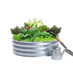 LuxenHome 3ft Round Galvanized Metal Raised Garden Bed Planter -LuxenHome GUEST 98a2741a 0f2e 46df bd10 2e2e2b1ec623