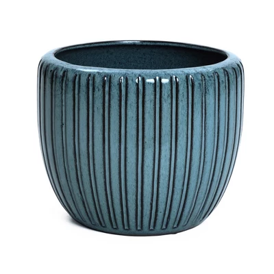 LuxenHome 11" Dia Ceramic Pot For Indoor Plants Large Outdoor Plant Pot Modern Decorative Glazed Flower Pot Round Planter Pot 9 LuxenHome 11" Dia Ceramic Pot For Indoor Plants Large Outdoor Plant Pot Modern Decorative Glazed Flower Pot Round Planter Pot - Image 9