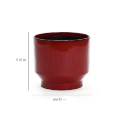 LuxenHome Ceramic Plant Pot Red Glazed Indoor Outdoor Decorative Planter With Drainage Hole And Rubber Plug Modern Round Flower Pot -LuxenHome GUEST 999e7154 211c 4038 9d00 4fb6614ca1ef