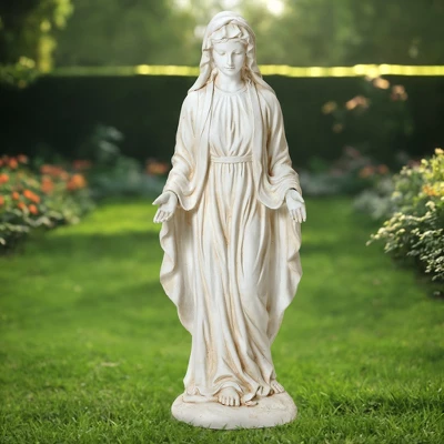 LuxenHome 30.5" LuxenHome Virgin Mary Statue, 30.5'' Ivory Religious Blessed Mother Indoor Outdoor Garden Sculptures Off-White 1 LuxenHome 30.5" LuxenHome Virgin Mary Statue, 30.5'' Ivory Religious Blessed Mother Indoor Outdoor Garden Sculptures Off-White