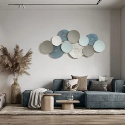 LuxenHome Metal Wall Art 47-Inch Large Wall Decor Hanging Sculptures Distressed Multi-Color Pastels Metal Accent Artwork Decorations Multicolored -LuxenHome GUEST 9a341f4b b39b 410f 8f8c f1d13c30d563