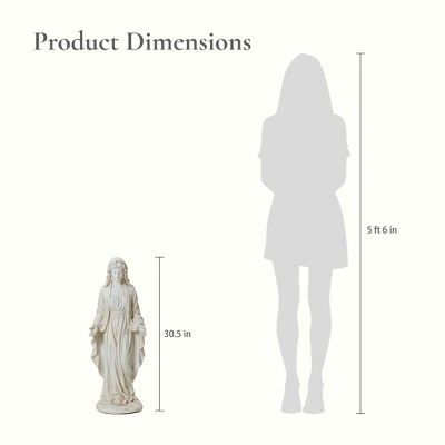 LuxenHome 30.5" LuxenHome Virgin Mary Statue, 30.5'' Ivory Religious Blessed Mother Indoor Outdoor Garden Sculptures Off-White 2 LuxenHome 30.5" LuxenHome Virgin Mary Statue, 30.5'' Ivory Religious Blessed Mother Indoor Outdoor Garden Sculptures Off-White - Image 2