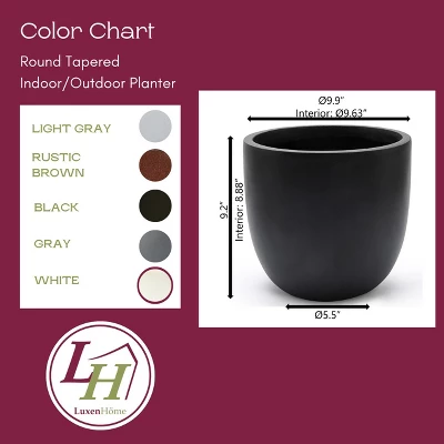LuxenHome Round Tapered 9.2" H House Planter, Indoor/Outdoor Black 1 LuxenHome Round Tapered 9.2" H House Planter, Indoor/Outdoor Black