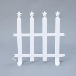 LuxenHome 8-Piece Light Show Star-Topped Fence Design Outdoor Decoration White -LuxenHome GUEST 9ad8cd72 2777 4b06 a207 673470065ca7