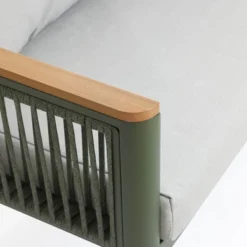 LuxenHome Outdoor Aluminum With Wood-Style Plastic Loveseat Sofa With Cushions And Coffee Table Set -LuxenHome GUEST 9b15ea7e 3e04 439b bcf3 f0331ad77e13