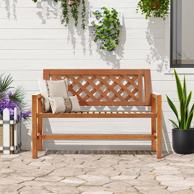 LuxenHome Laguna Solid Wood Outdoor Loveseat Park Bench 4 LuxenHome Laguna Solid Wood Outdoor Loveseat Park Bench - Image 4