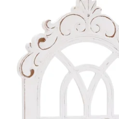 LuxenHome Distressed White Wood Vintage Arched Window Wall Home Decor -LuxenHome GUEST 9b5530f8 ebed 482c bb16 d558ea864082