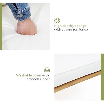 LuxenHome Outdoor Acacia Wood Coffee Table And Loveseat With Cushions 2 LuxenHome Outdoor Acacia Wood Coffee Table And Loveseat With Cushions - Image 2