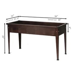 LuxenHome 50" W Brown Metal Rectangular Raised Garden Planter -LuxenHome GUEST 9c464681 2cf0 4b51 804d 1edcb32eef38