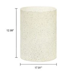 LuxenHome White And Speckled Gray Cement Round Indoor Outdoor Side Table -LuxenHome GUEST 9c557794 3b1b 4558 8794 8b7e1e825bf4