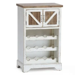 LuxenHome White And Natural Wood 2-Door Wine Cabinet 18 LuxenHome White And Natural Wood 2-Door Wine Cabinet -LuxenHome GUEST 9c9cb946 f01f 4fc1 bd8a b85f5f950f9c