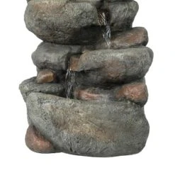 LuxenHome 33.5" H Gray Resin Cascading Rock Outdoor Fountain -LuxenHome GUEST 9cae090d f8ba 4438 928f 6b018755aad0