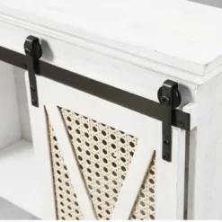 LuxenHome Sliding Door White MDF Wood Wall Cabinet -LuxenHome GUEST 9d18bc30 d377 49b7 8202 c4e823f13430