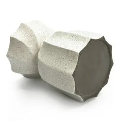 LuxenHome Off White With Gray Cement Hourglass Side Table -LuxenHome GUEST 9d31d28c 5fc2 4f9c b066 a18a2e5ce34a