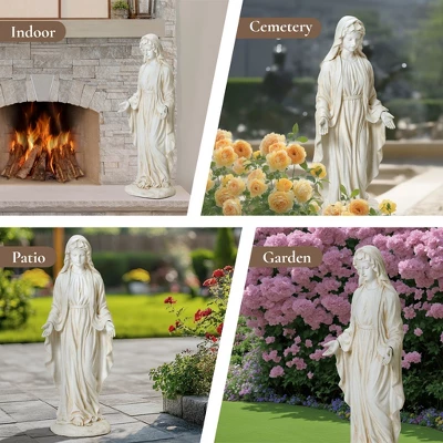 LuxenHome 30.5" LuxenHome Virgin Mary Statue, 30.5'' Ivory Religious Blessed Mother Indoor Outdoor Garden Sculptures Off-White 8 LuxenHome 30.5" LuxenHome Virgin Mary Statue, 30.5'' Ivory Religious Blessed Mother Indoor Outdoor Garden Sculptures Off-White - Image 8