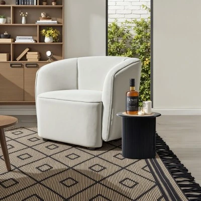 LuxenHome 15" Extra Small Accent Table Fluted Fir And MDF Wood Round Side Table Mid Century Modern Short End Table For Living Room, Bedroom Black 4 LuxenHome 15" Extra Small Accent Table Fluted Fir And MDF Wood Round Side Table Mid Century Modern Short End Table For Living Room, Bedroom Black - Image 4