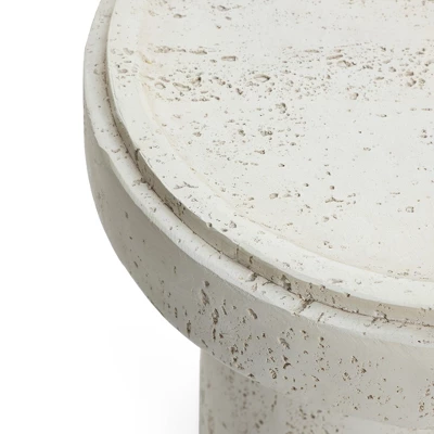 LuxenHome Off White MgO Round 18.5-Inch Tall Side Table, Indoor And Outdoor Off-White 4 LuxenHome Off White MgO Round 18.5-Inch Tall Side Table, Indoor And Outdoor Off-White - Image 4