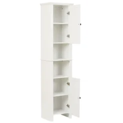 LuxenHome White MDF Wood 67-Inch Tall Tower Bathroom Linen Cabinet -LuxenHome GUEST 9f67609d b3a7 4a6f 86b3 7961c8149d45