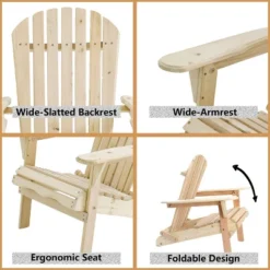 LuxenHome Unfinished Hemlock Wood Outdoor Adirondack Chair -LuxenHome GUEST 9f90bdbd 4d10 4855 abe4 9a072c0ae8fe