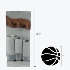 LuxenHome Gray Cement Pots And Rectangular Column Outdoor Fountain With LED Lights -LuxenHome GUEST 9fa14b25 0bb1 475b 843b 550ce13c44f4