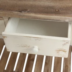 LuxenHome Distressed White And Wood 2-Drawer 1-Shelf Console Table And Entry Table -LuxenHome GUEST a05a03d9 b74c 4ce5 b073 d2bbc252461c