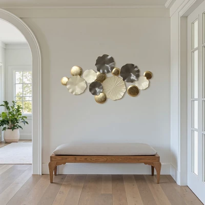 LuxenHome Modern Multi-Color Abstract Metal Wall Art, 45.7" W Contemporary Home Decor Off-White 6 LuxenHome Modern Multi-Color Abstract Metal Wall Art, 45.7" W Contemporary Home Decor Off-White - Image 6